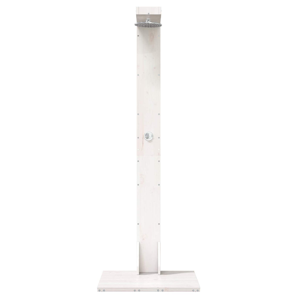 Gartendusche 210 cm Massivholz Kiefer und Edelstahl Weiß