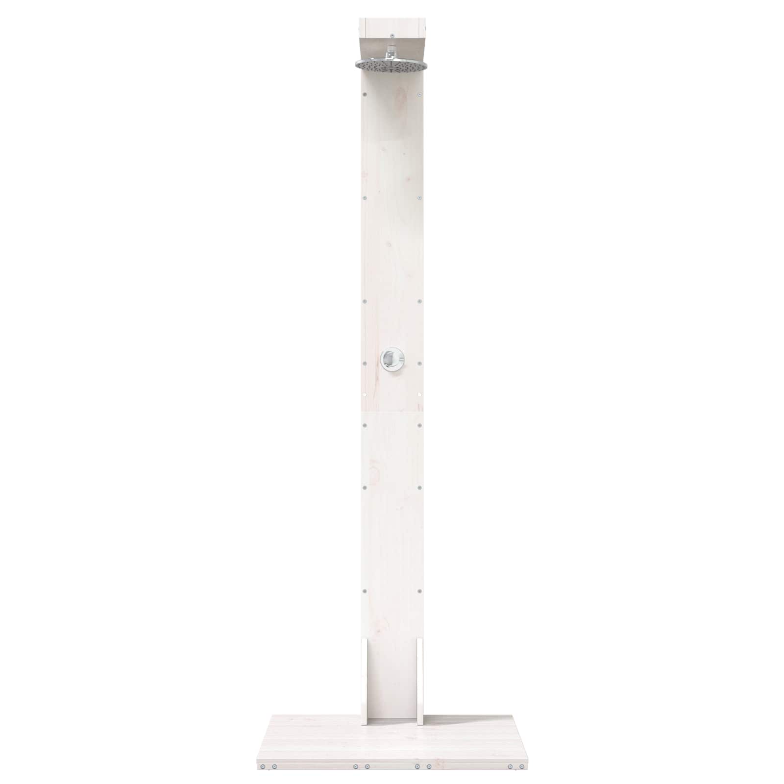 Gartendusche 210 cm Massivholz Kiefer und Edelstahl Weiß