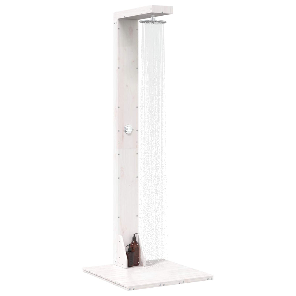 Outdoor-Dusche 210 cm Massivholz Kiefer und Edelstahl Weiß