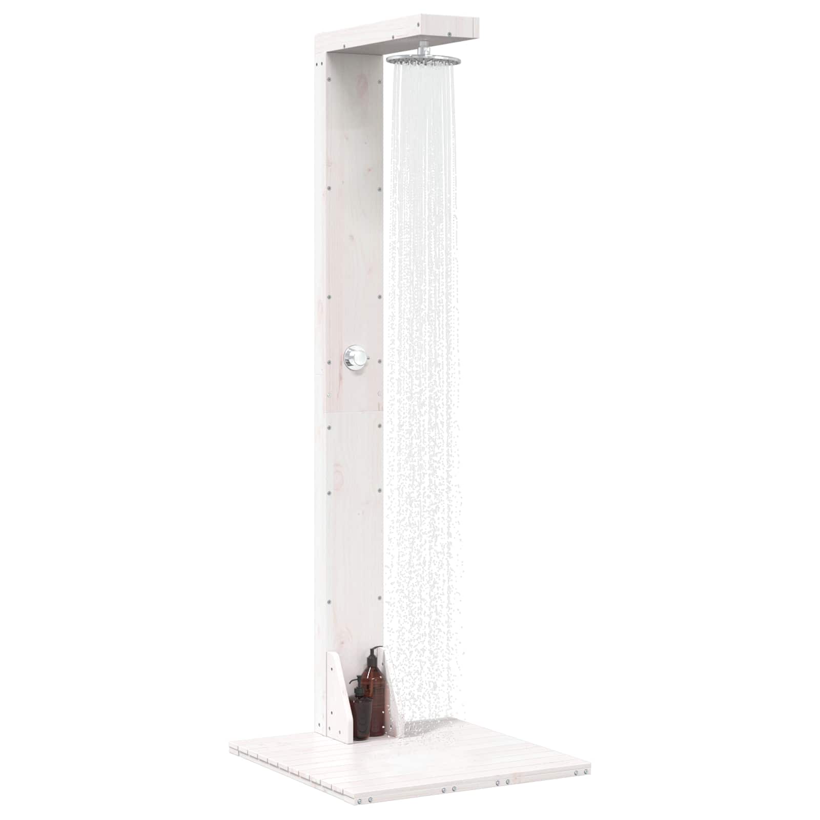 Outdoor-Dusche 210 cm Massivholz Kiefer und Edelstahl Weiß