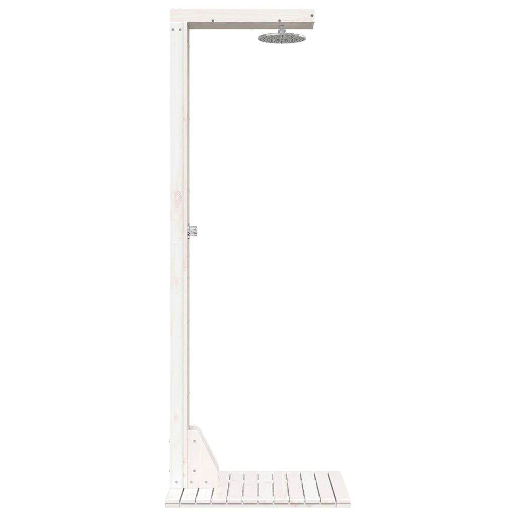 Outdoor-Dusche 210 cm Massivholz Kiefer und Edelstahl Weiß