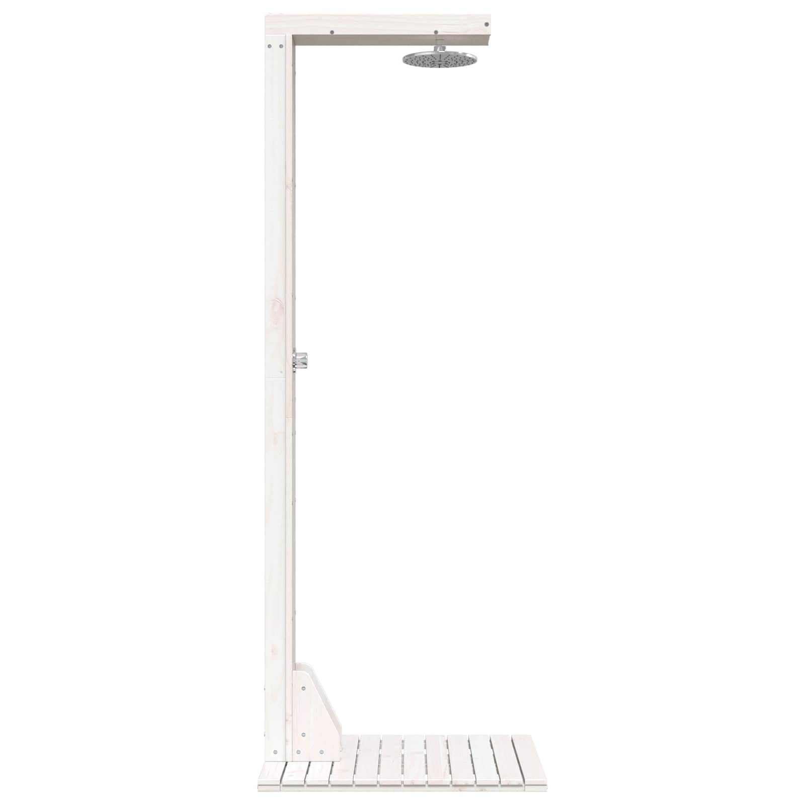 Outdoor-Dusche 210 cm Massivholz Kiefer und Edelstahl Weiß