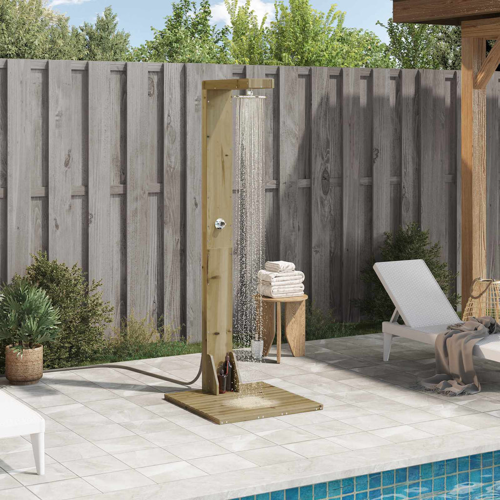 Outdoor-Dusche 210 cm Imprägniertes Kiefernholz und Edelstahl