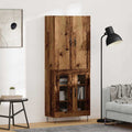 Highboard 2 pcs Altholz Ingenieurholz und Glas
