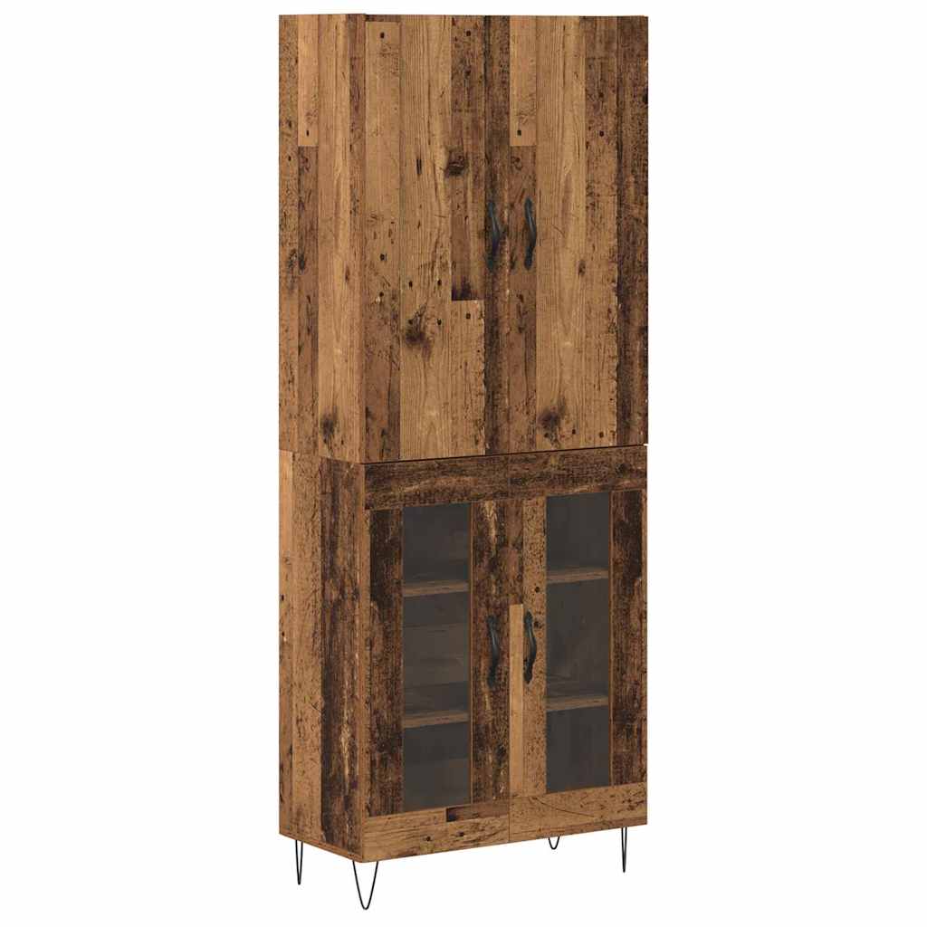 Highboard 2 pcs Altholz Ingenieurholz und Glas