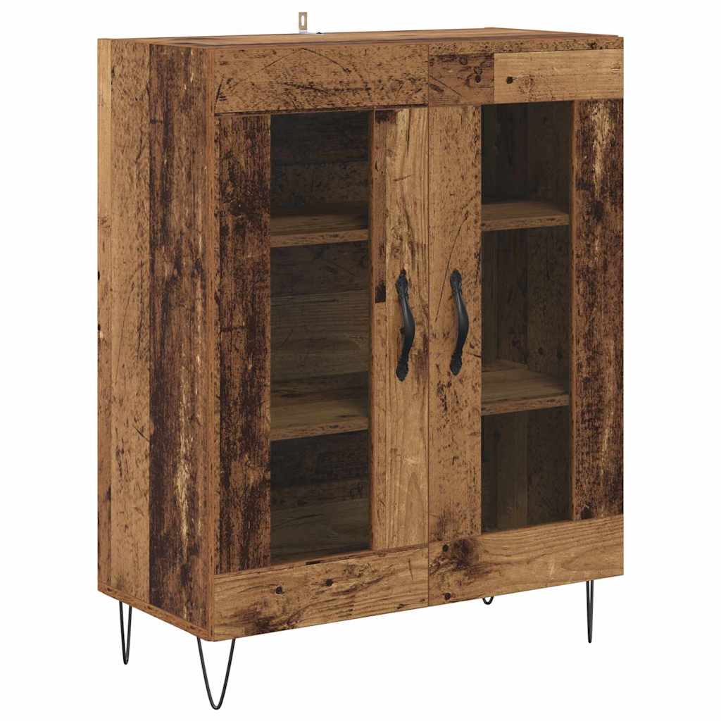 Highboard 2 pcs Altholz Ingenieurholz und Glas