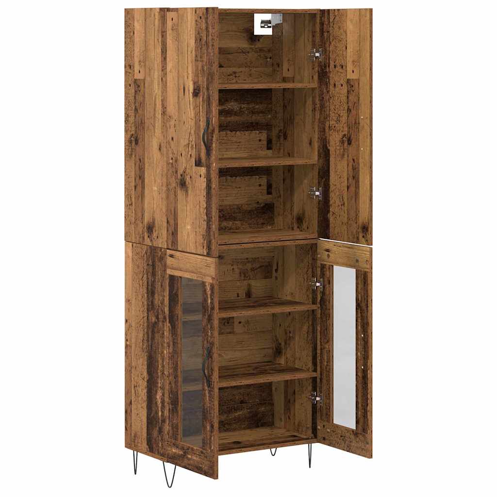 Highboard 2 pcs Altholz Ingenieurholz und Glas