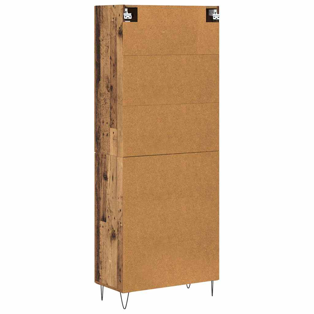 Highboard 2 pcs Altholz Ingenieurholz und Glas