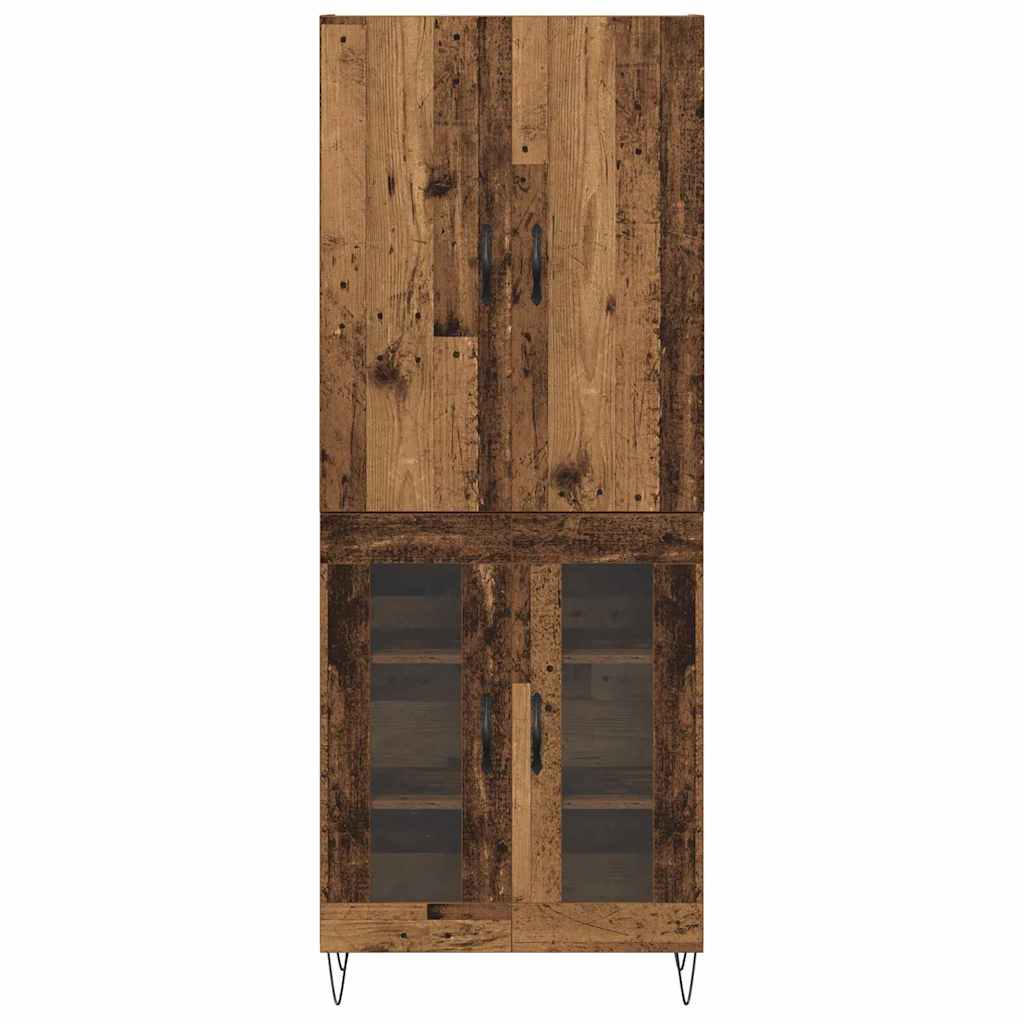 Highboard 2 pcs Altholz Ingenieurholz und Glas