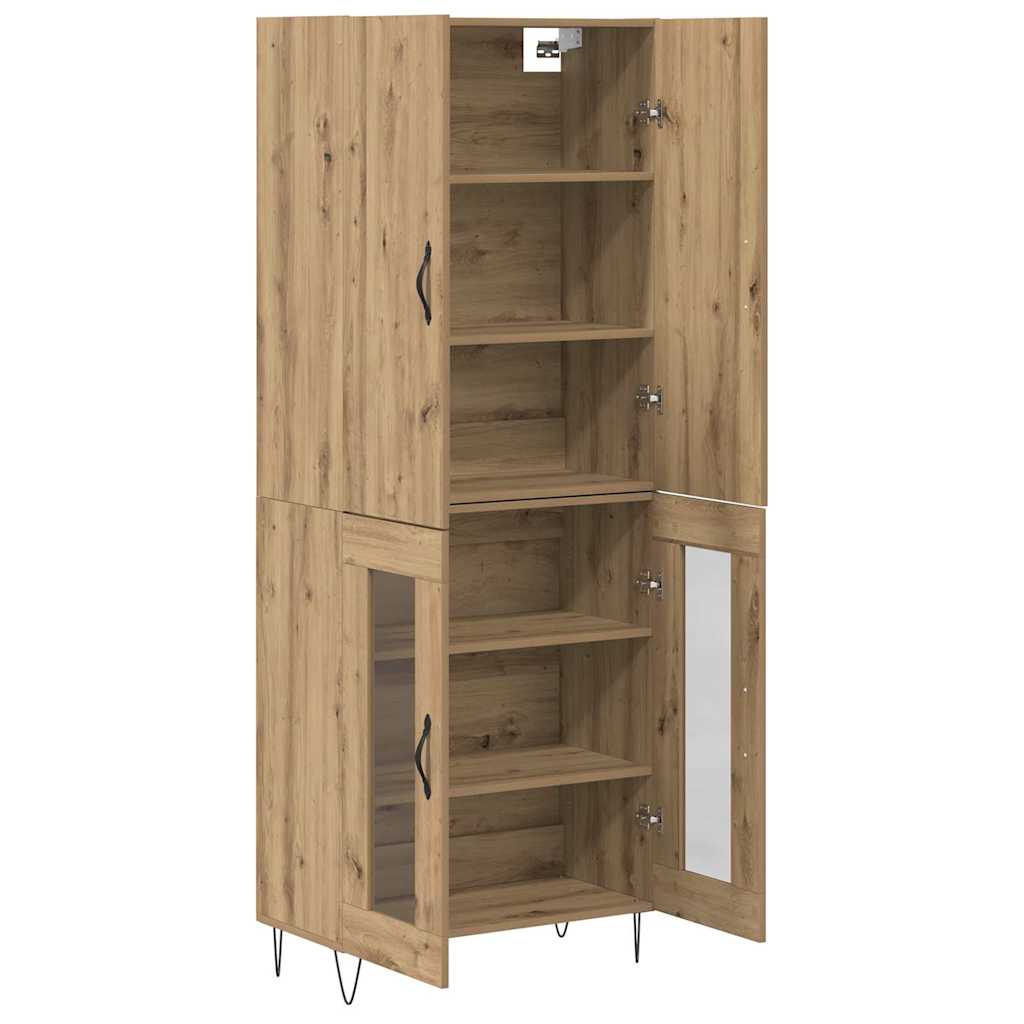 Highboard 2 pcs Artisan-Eiche Ingenieurholz und Glas