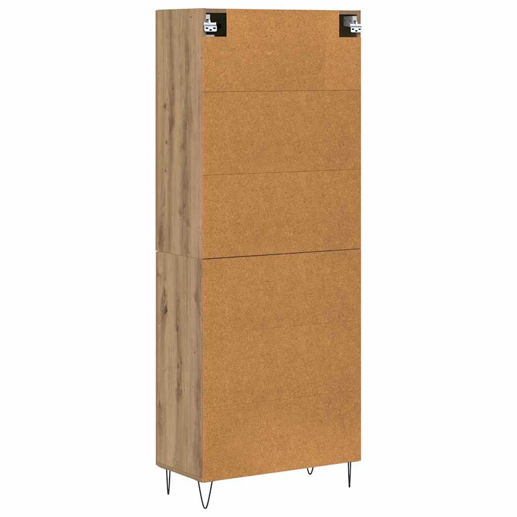 Highboard 2 pcs Artisan-Eiche Ingenieurholz und Glas