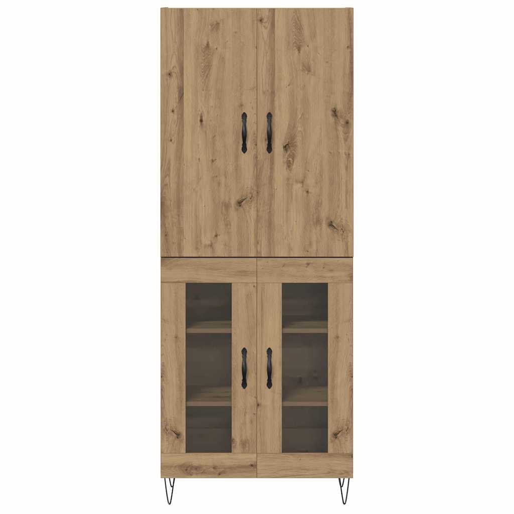 Highboard 2 pcs Artisan-Eiche Ingenieurholz und Glas