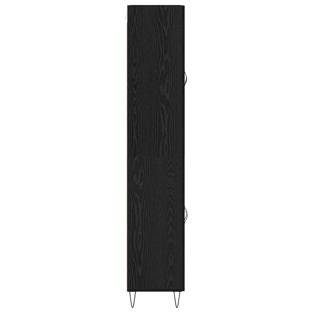 Highboard 2 pcs Schwarz Eichen-Optik Ingenieurholz und Glas