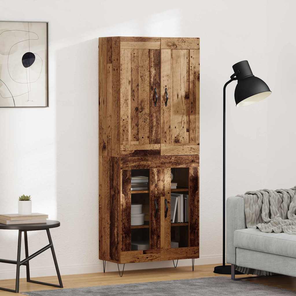 Highboard Altholz 69,5 x 34 x 180 cm Holzwerkstoff
