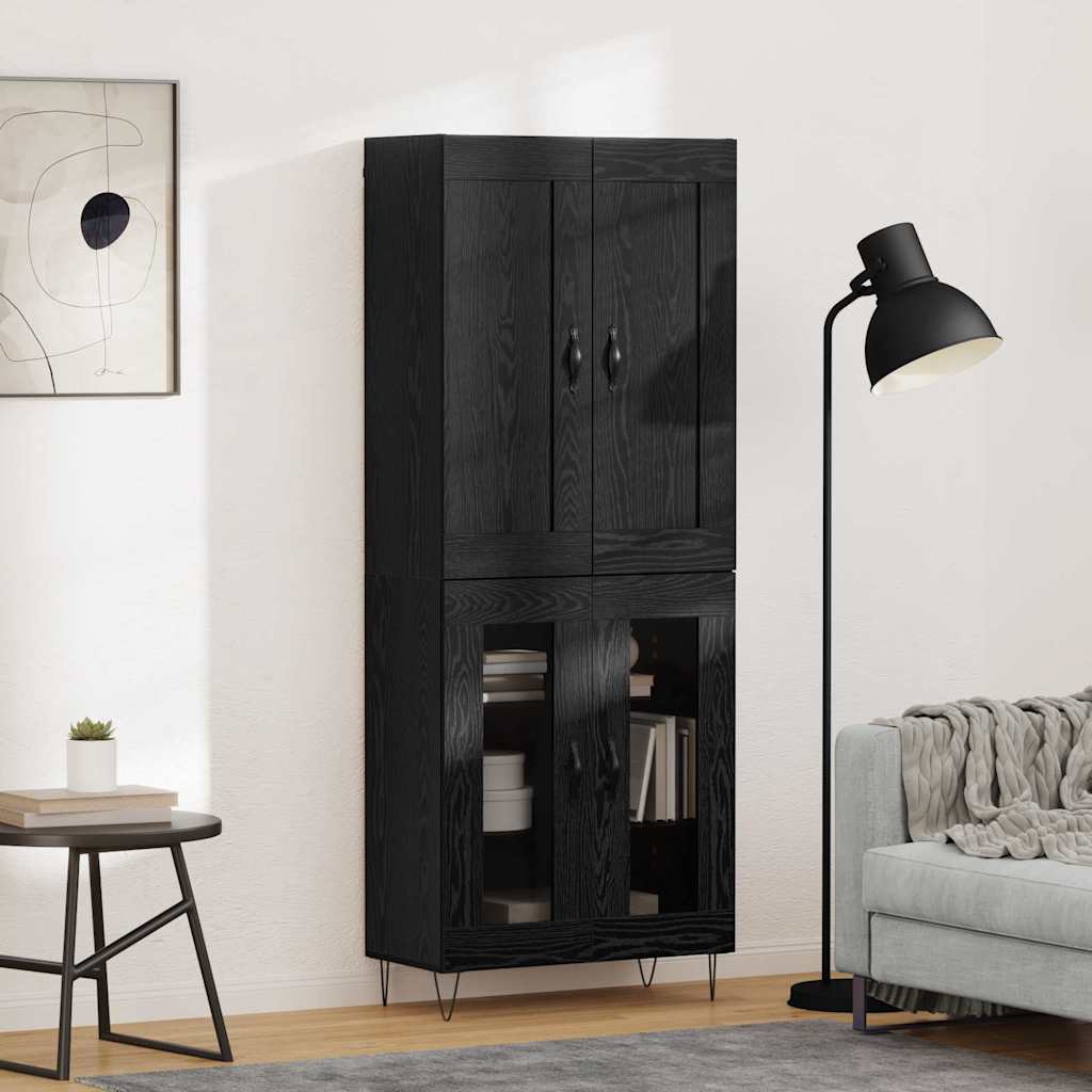 Highboard Schwarz Eichen-Optik 69,5 x 34 x 180 cm Holzwerkstoff