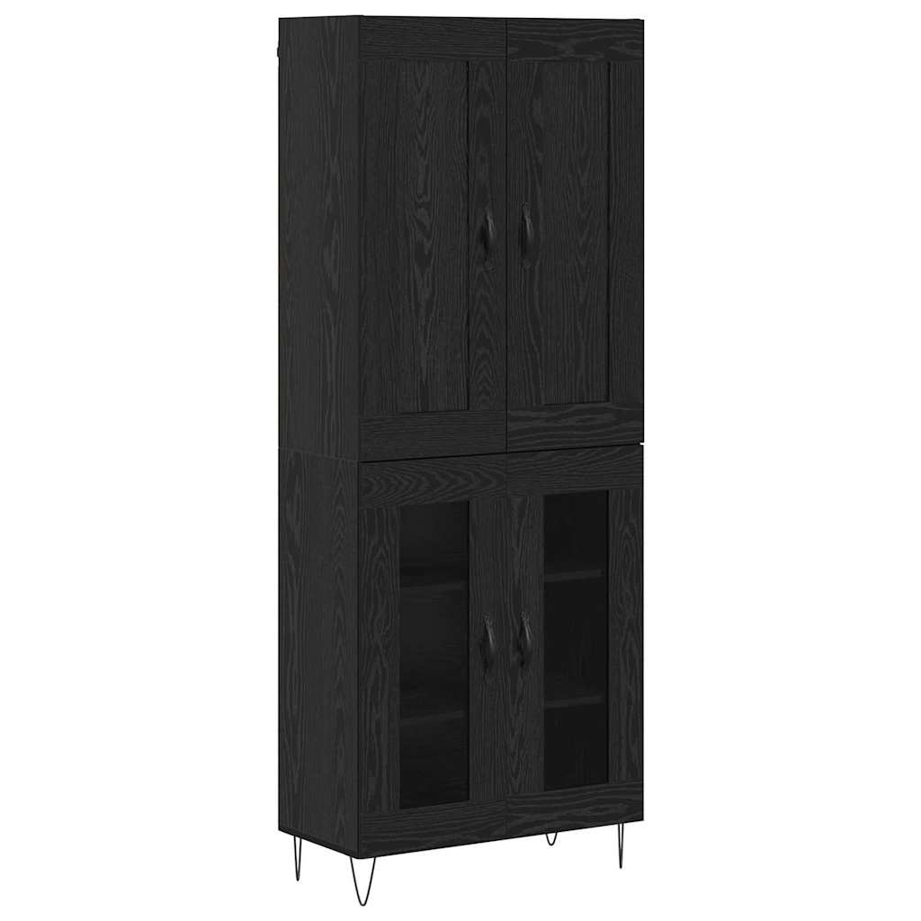 Highboard Schwarz Eichen-Optik 69,5 x 34 x 180 cm Holzwerkstoff
