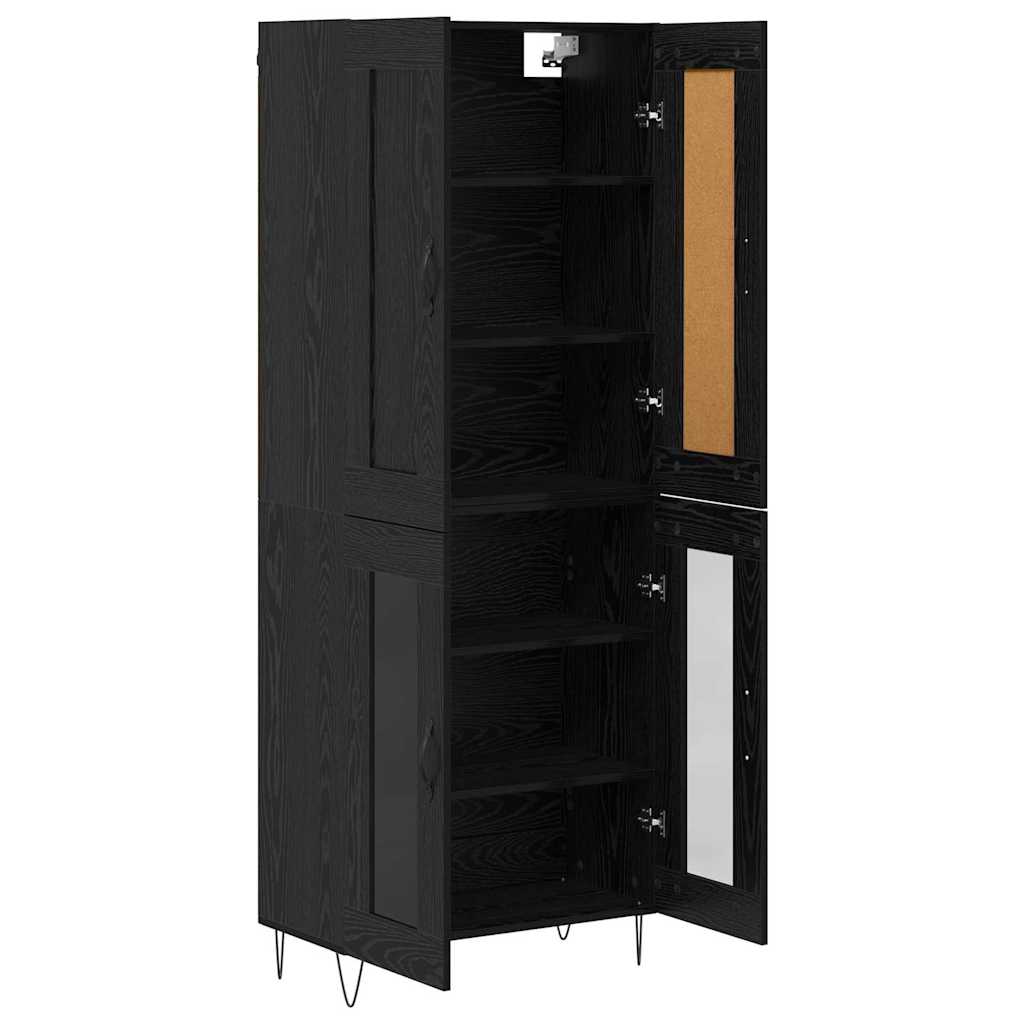 Highboard Schwarz Eichen-Optik 69,5 x 34 x 180 cm Holzwerkstoff