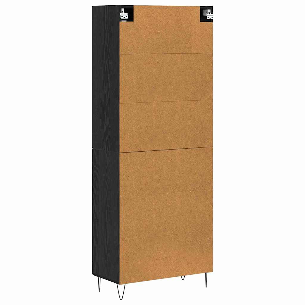 Highboard Schwarz Eichen-Optik 69,5 x 34 x 180 cm Holzwerkstoff