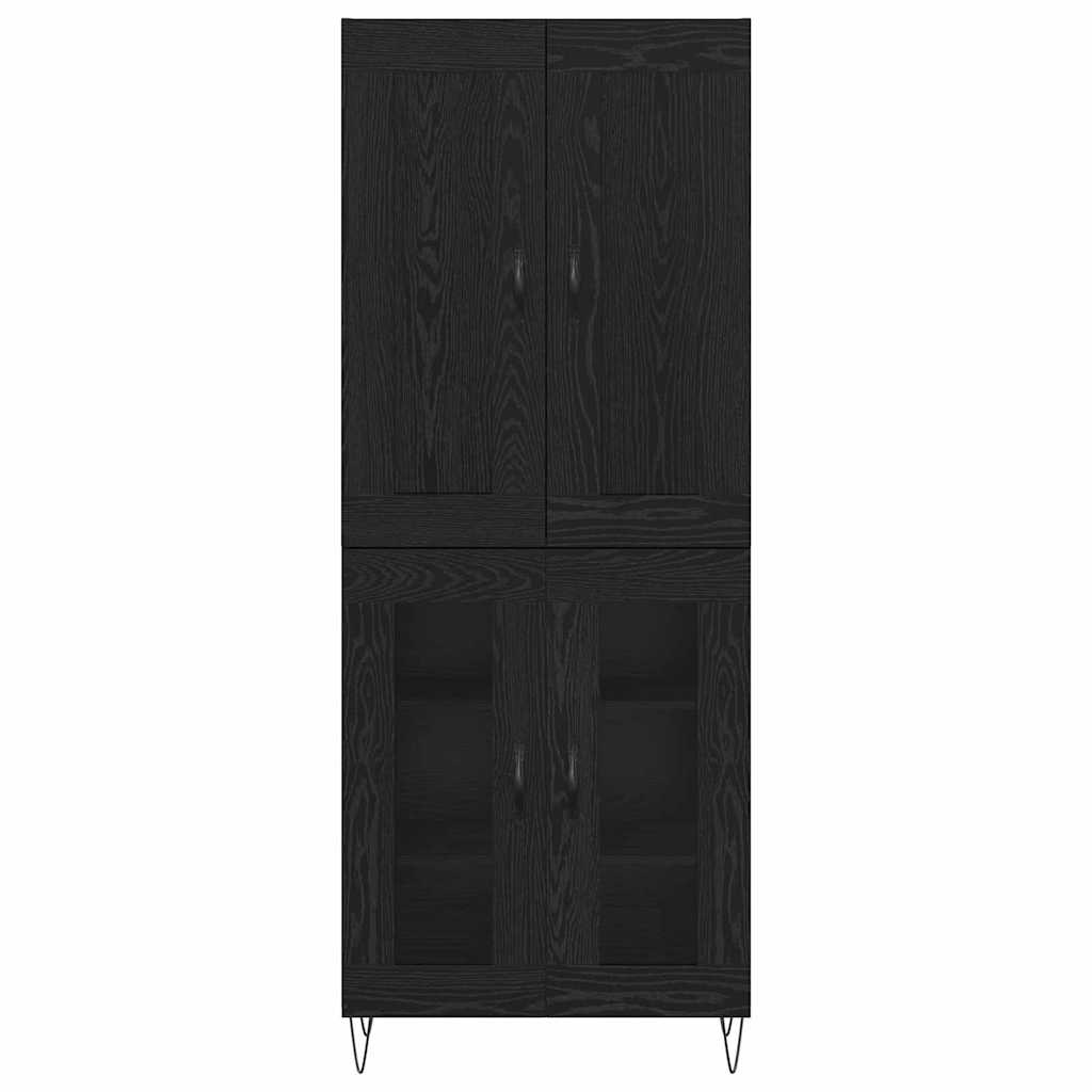 Highboard Schwarz Eichen-Optik 69,5 x 34 x 180 cm Holzwerkstoff