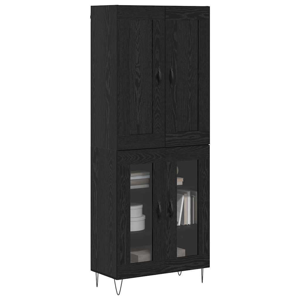 Highboard Schwarz Eichen-Optik 69,5 x 34 x 180 cm Holzwerkstoff