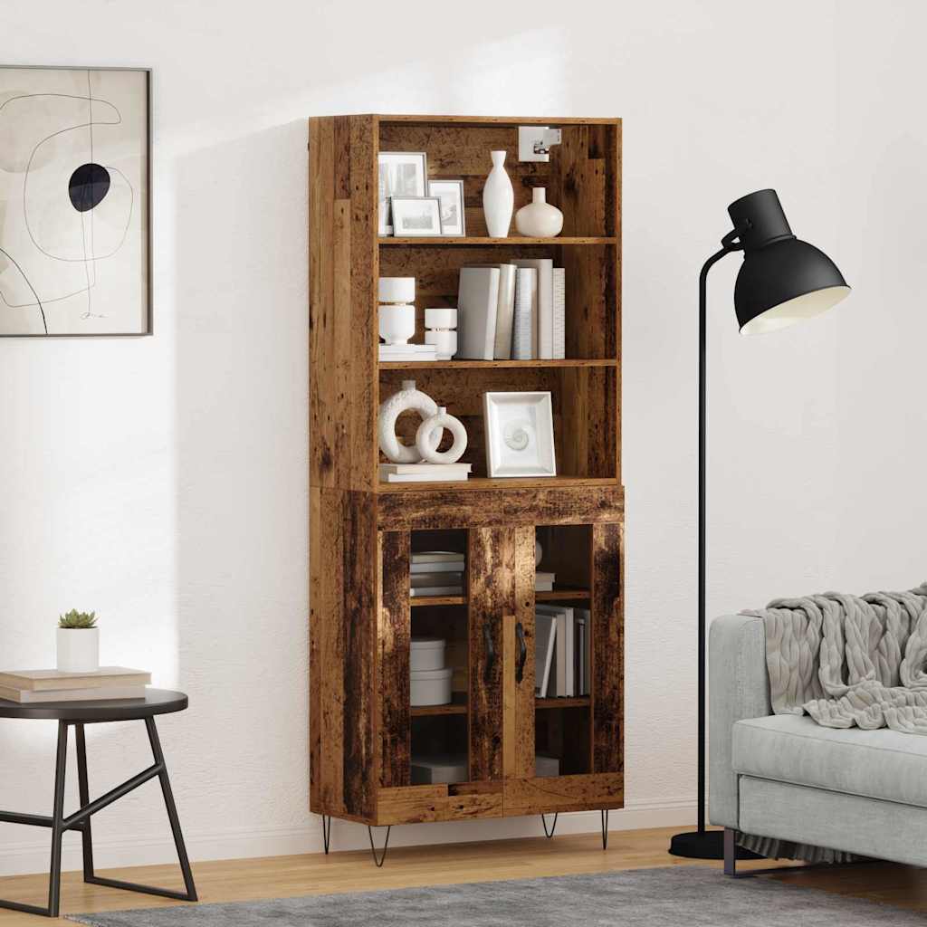 Highboard 2 pcs Altholz Holzwerkstoff