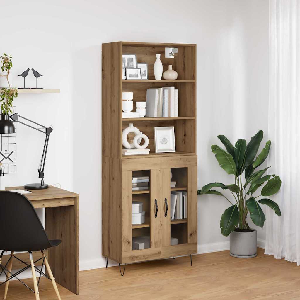 Highboard 2 pcs Artisan-Eiche Holzwerkstoff