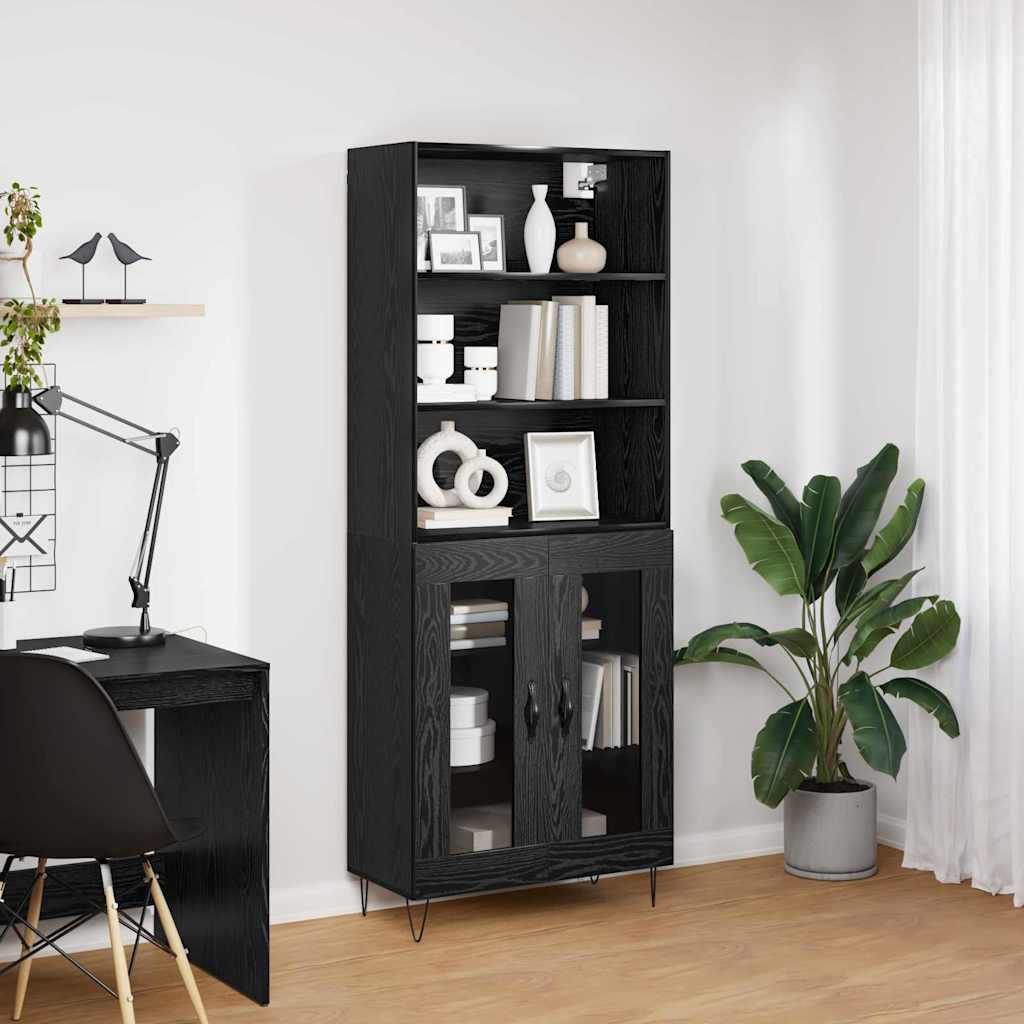 Highboard 2 pcs Schwarz Eichen-Optik Holzwerkstoff