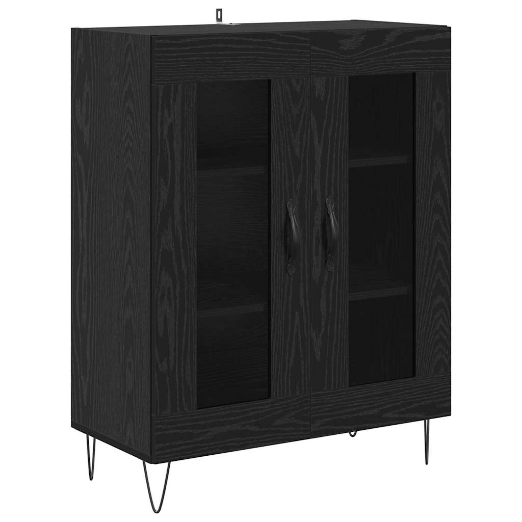 Highboard 2 pcs Schwarz Eichen-Optik Holzwerkstoff