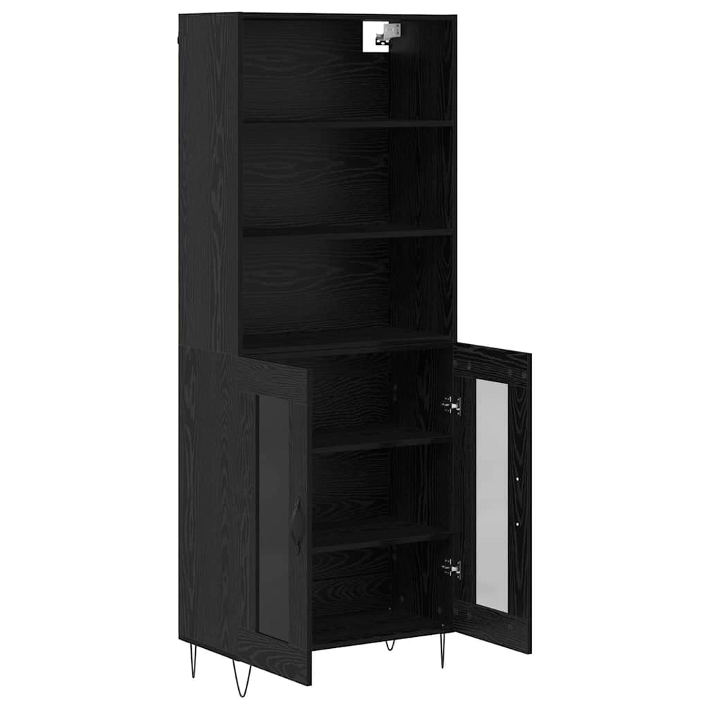 Highboard 2 pcs Schwarz Eichen-Optik Holzwerkstoff