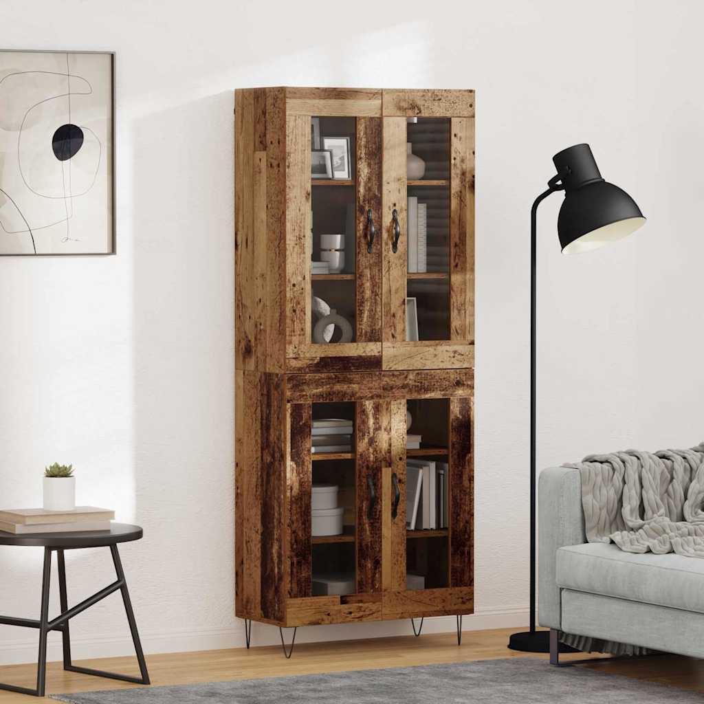 Highboard Altholz 69,5 x 34 x 180 cm Holzwerkstoff