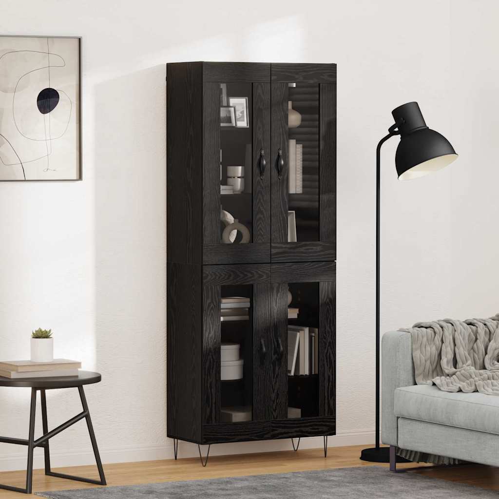 Highboard Schwarz Eichen-Optik 69,5 x 34 x 180 cm Holzwerkstoff