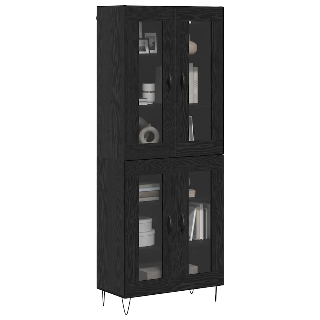 Highboard Schwarz Eichen-Optik 69,5 x 34 x 180 cm Holzwerkstoff