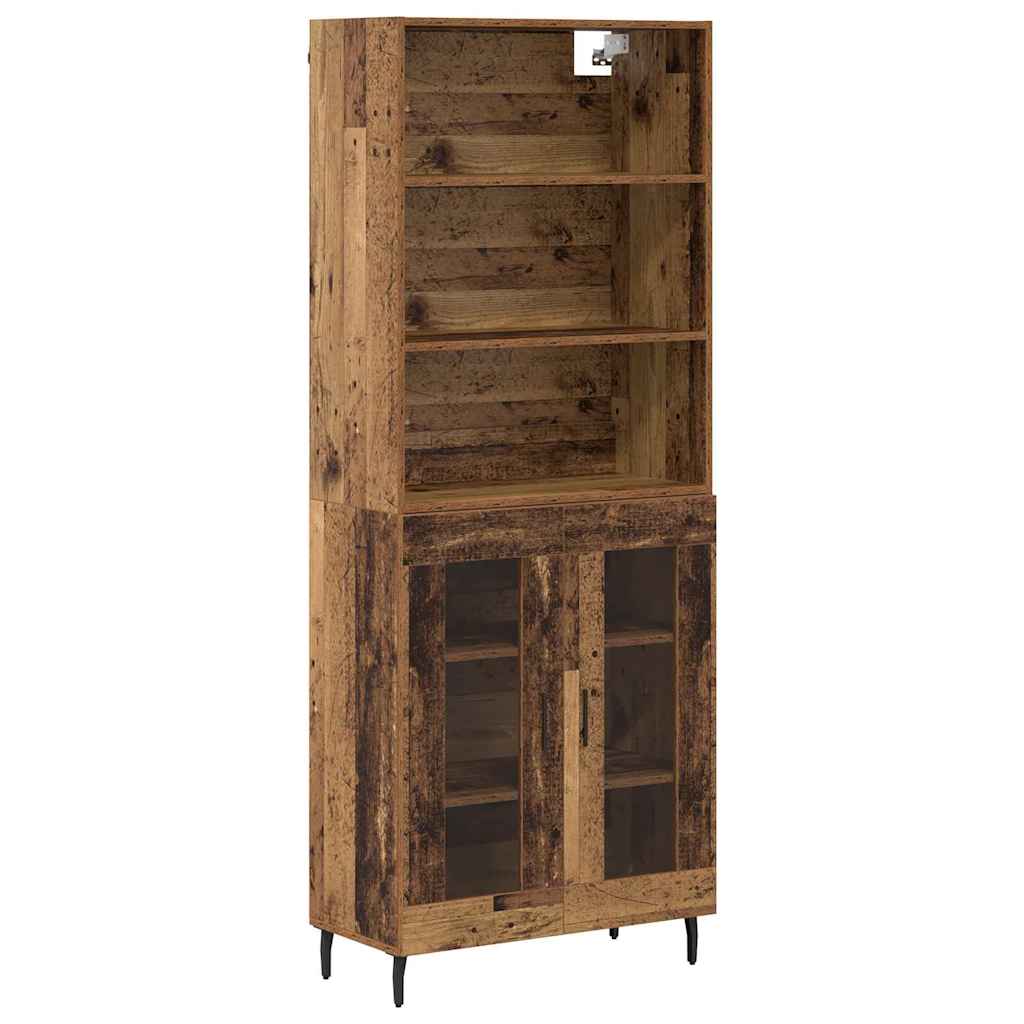 Highboard Altholz 69,5 x 34 x 180 cm Engineered Wood und Glas