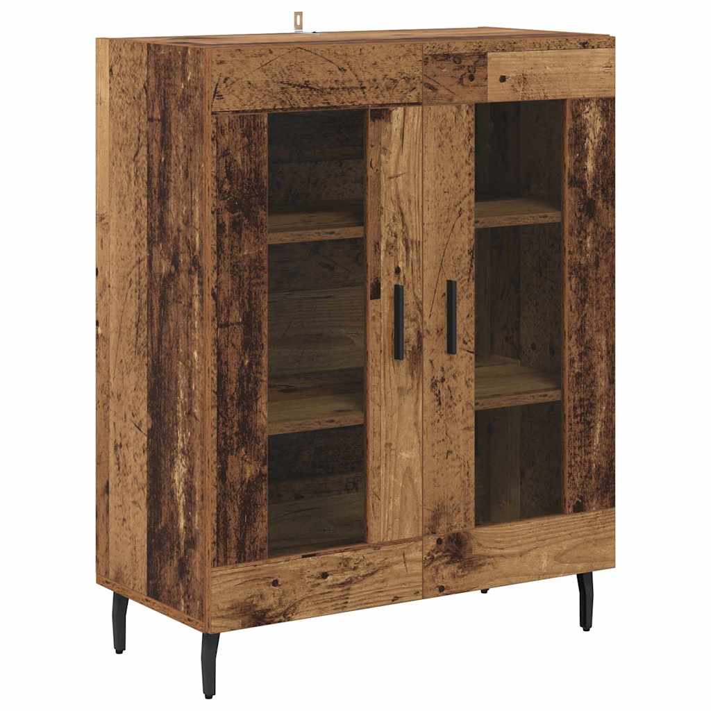 Highboard Altholz 69,5 x 34 x 180 cm Engineered Wood und Glas