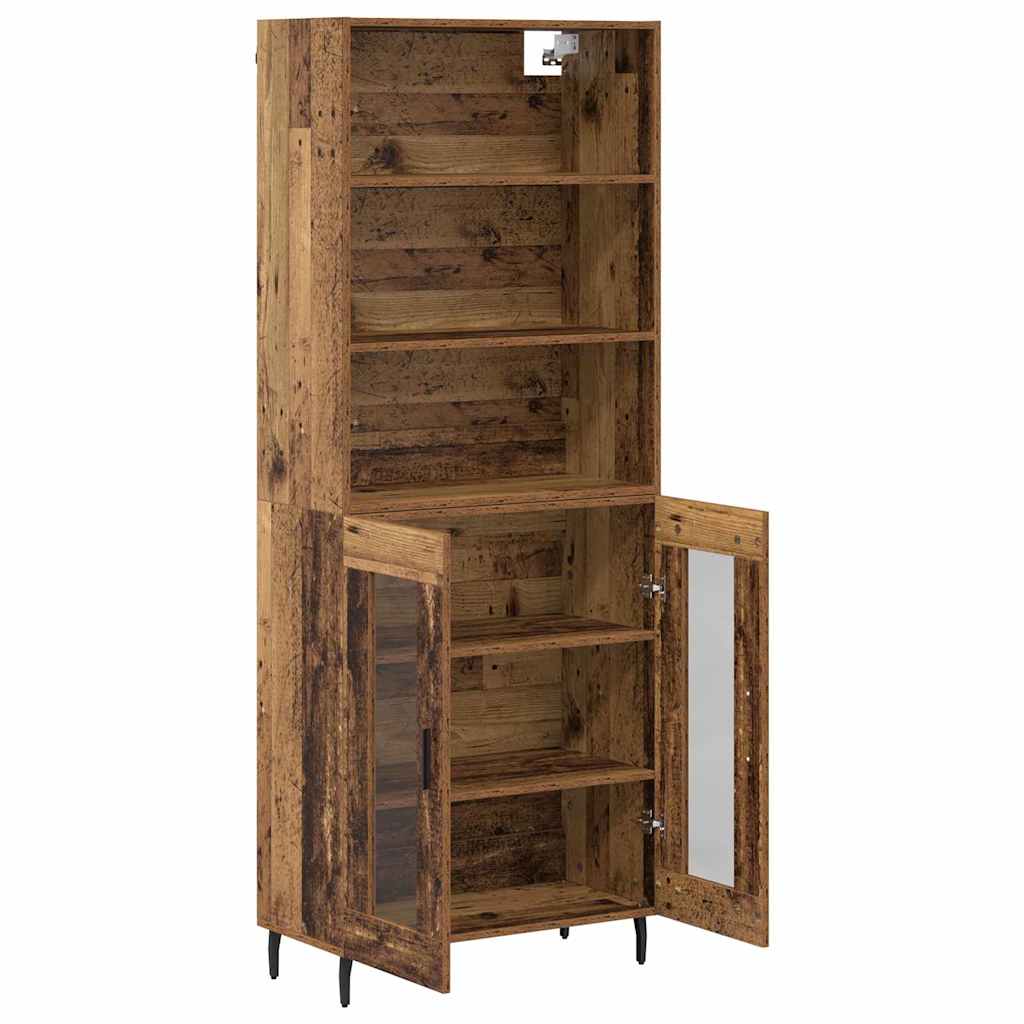 Highboard Altholz 69,5 x 34 x 180 cm Engineered Wood und Glas