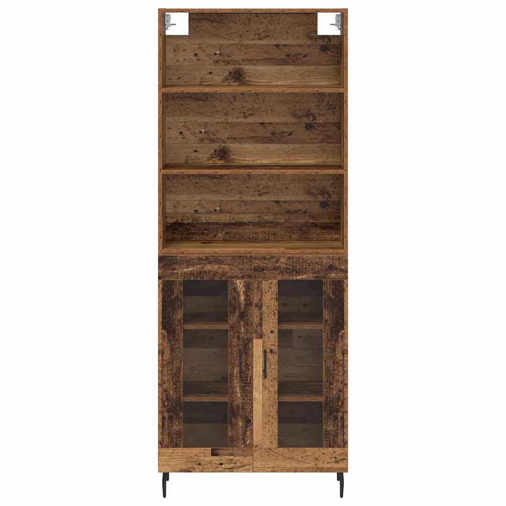 Highboard Altholz 69,5 x 34 x 180 cm Engineered Wood und Glas