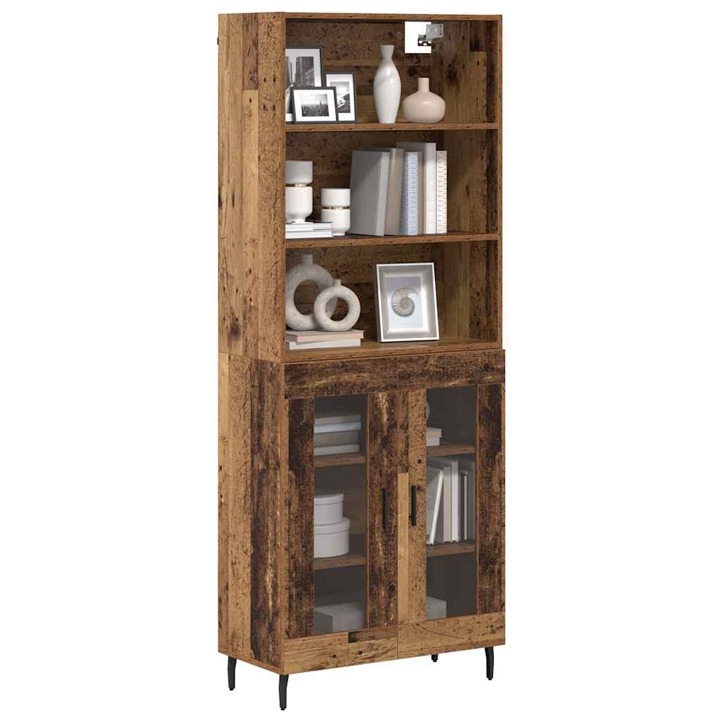 Highboard Altholz 69,5 x 34 x 180 cm Engineered Wood und Glas