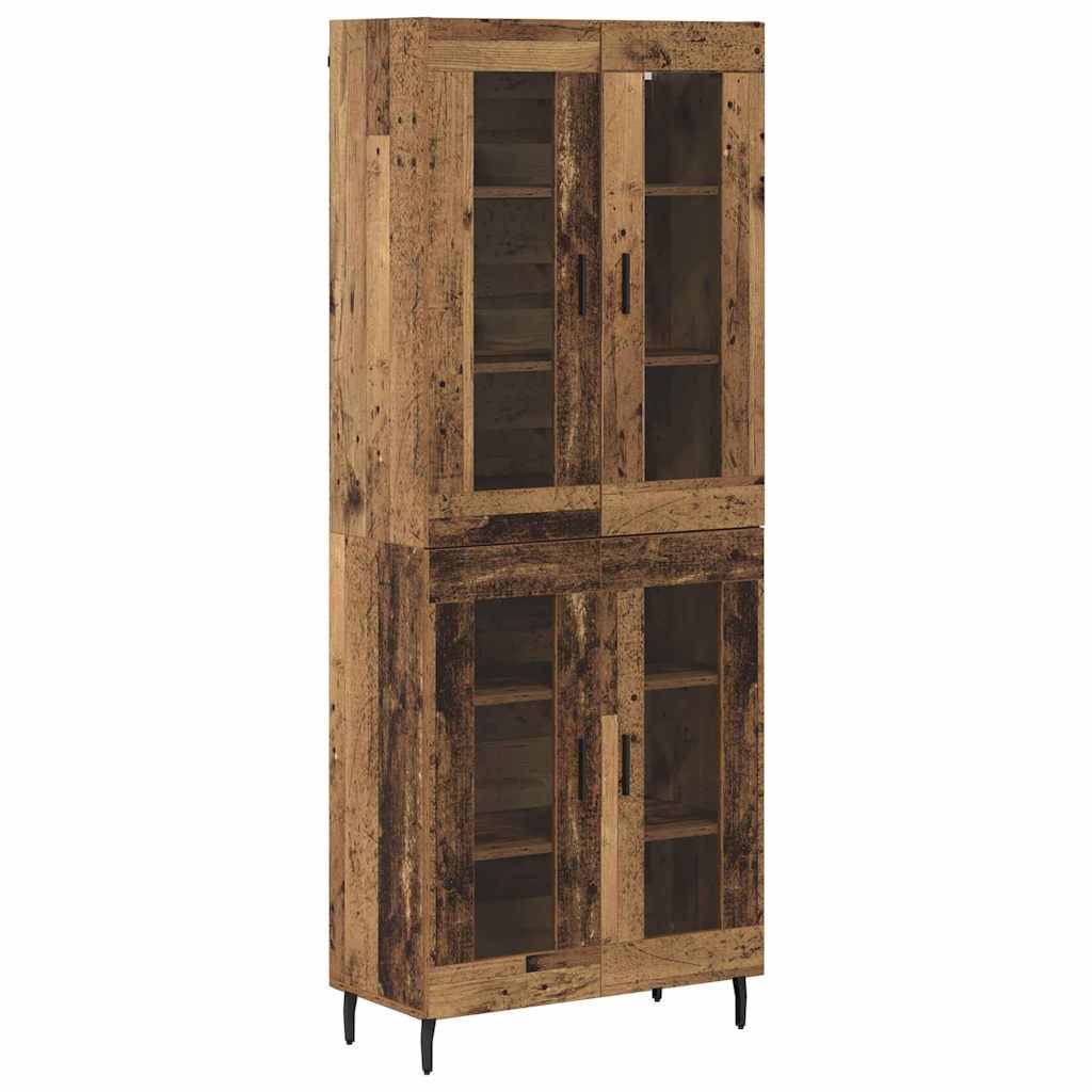 Highboard 2 pcs Altholz Engineered Wood und Glas
