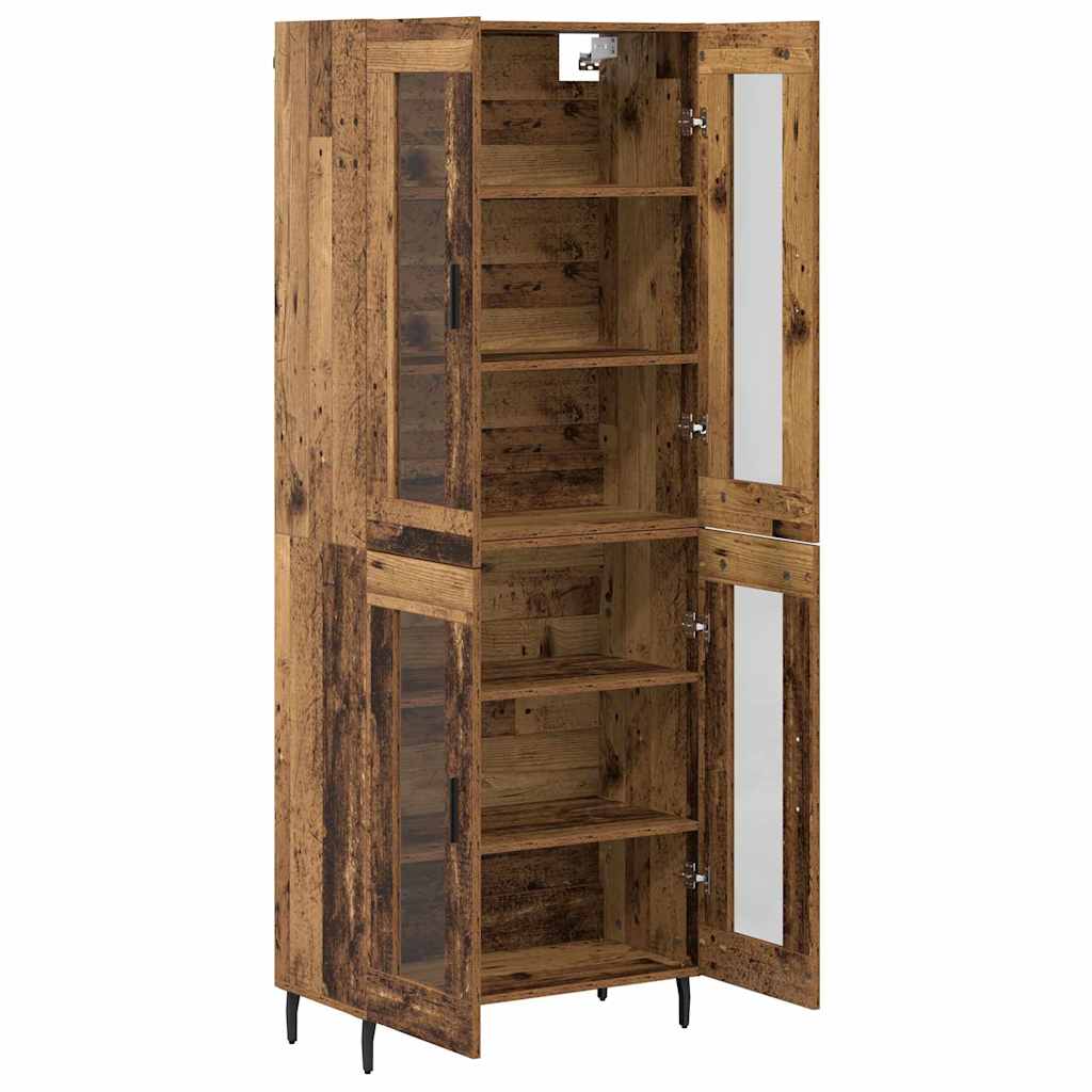 Highboard 2 pcs Altholz Engineered Wood und Glas