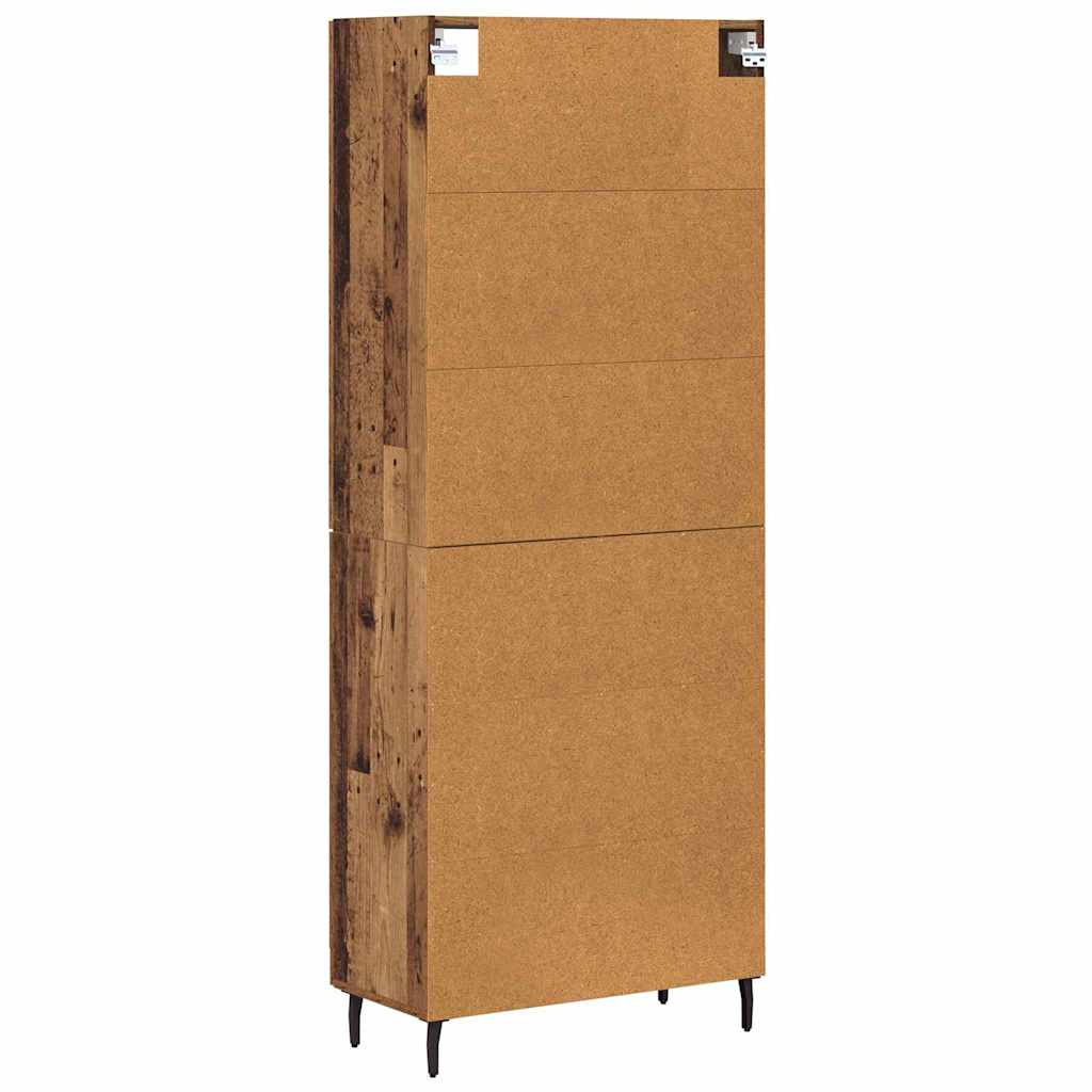 Highboard 2 pcs Altholz Engineered Wood und Glas