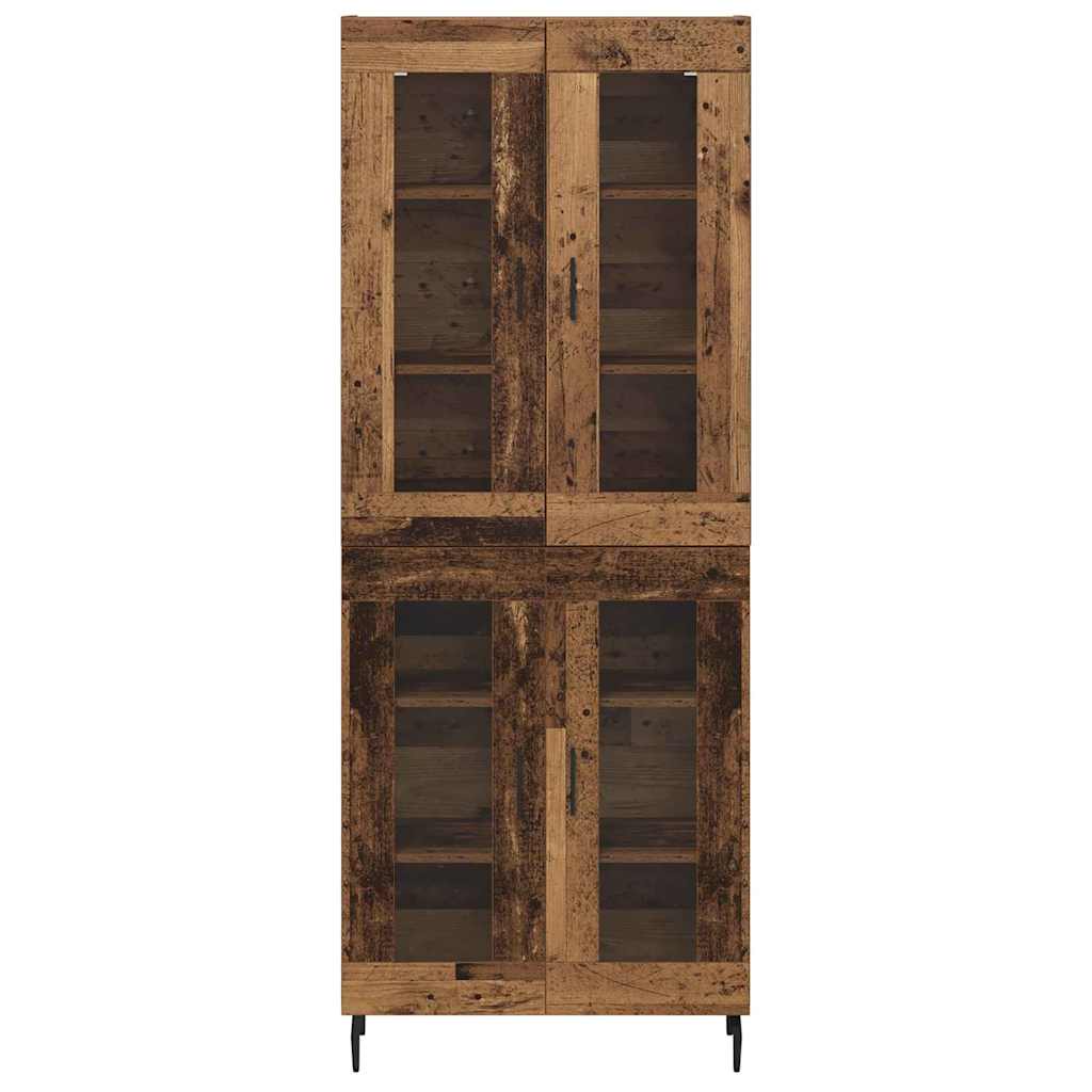 Highboard 2 pcs Altholz Engineered Wood und Glas