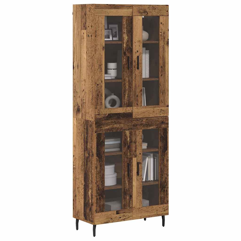 Highboard 2 pcs Altholz Engineered Wood und Glas