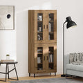 Highboard 2 pcs Artisan-Eiche Engineered Wood und Glas