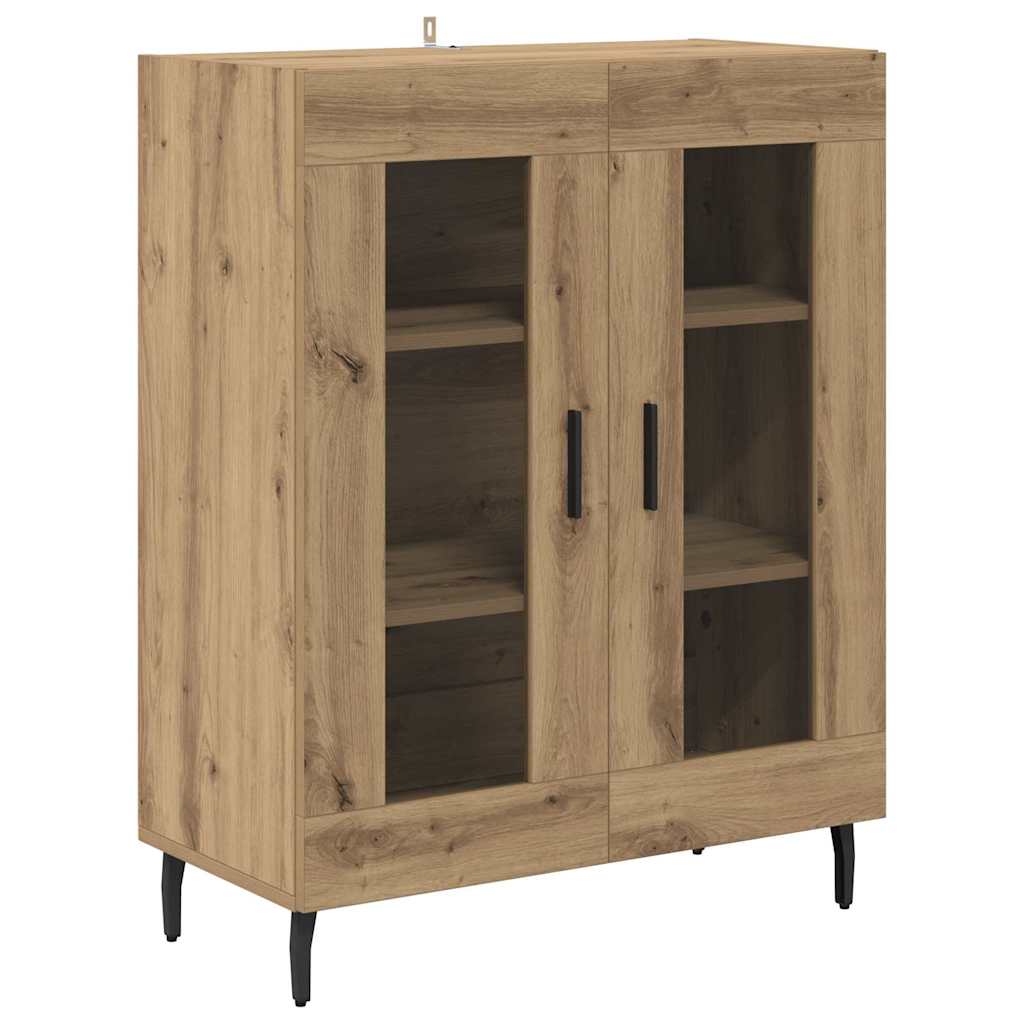 Highboard 2 pcs Artisan-Eiche Engineered Wood und Glas