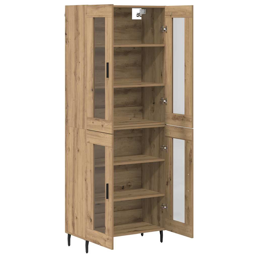 Highboard 2 pcs Artisan-Eiche Engineered Wood und Glas