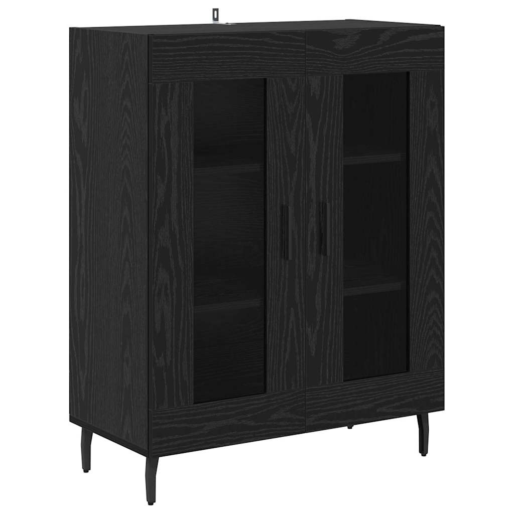 Highboard 2 pcs Schwarz Eichen-Optik Engineered Wood und Glas