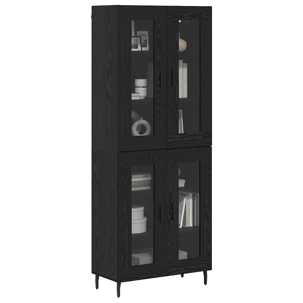 Highboard 2 pcs Schwarz Eichen-Optik Engineered Wood und Glas