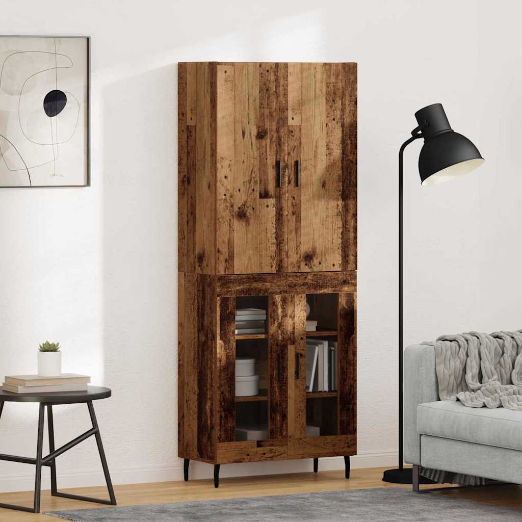 Highboard Wandmontiert Altholz 69,5 x 34 x 180 cm Holzwerkstoff