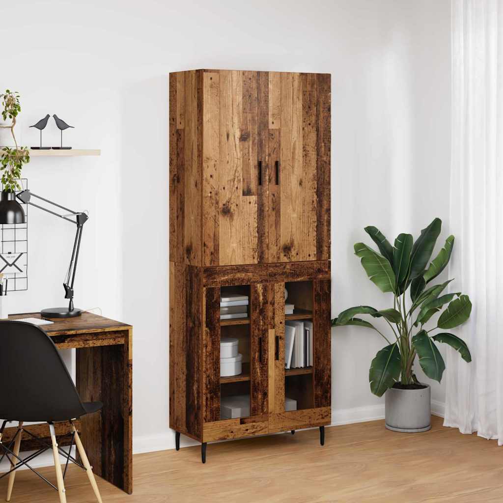 Highboard Wandmontiert Altholz 69,5 x 34 x 180 cm Holzwerkstoff