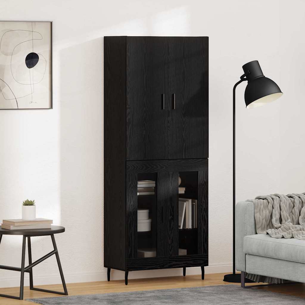 Highboard 2 pcs Artisan-Eiche Engineered Wood und Glas